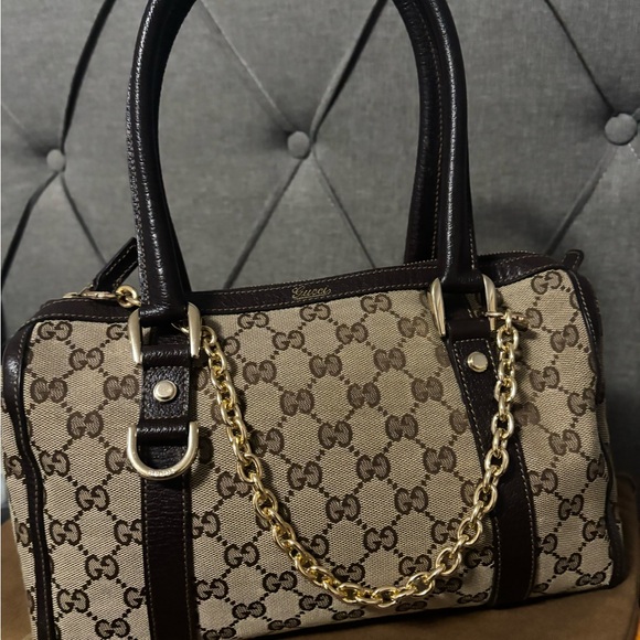 Gucci Brown Monogram Canvas Handbag - Picture 2 of 16